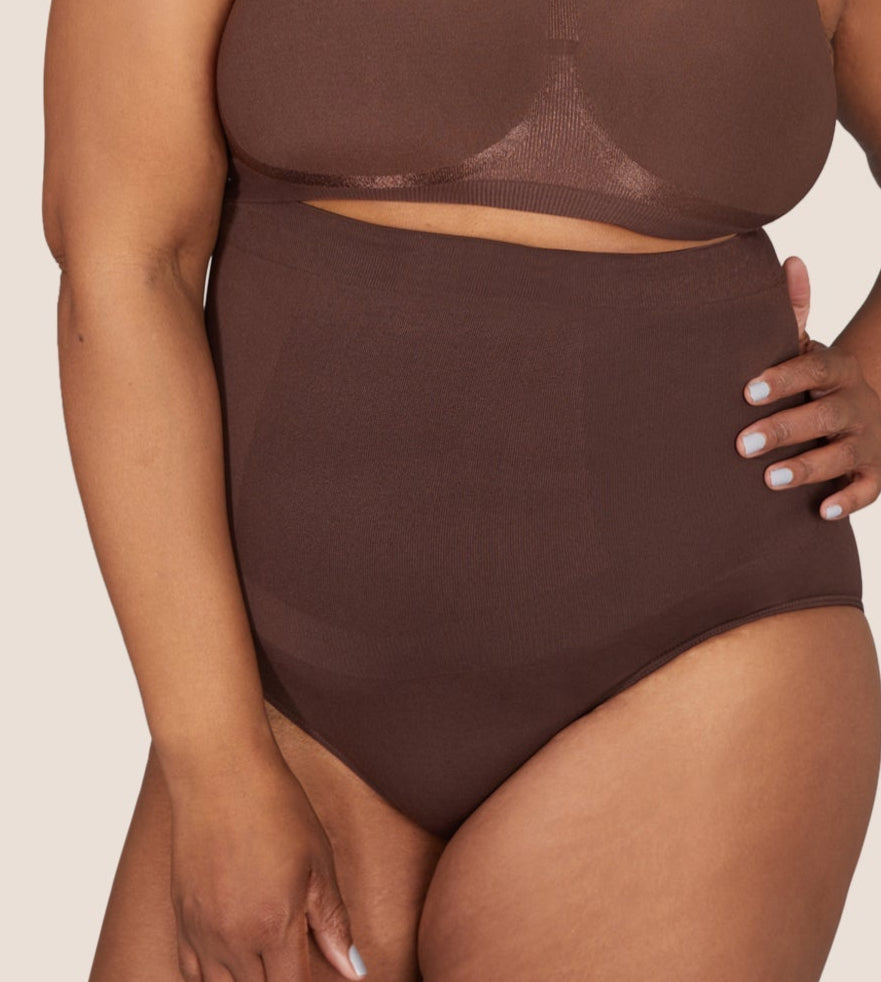High-Waisted-Shaping-Panty-Brown-Front